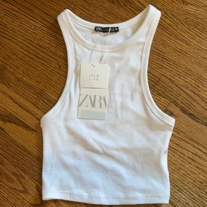 White cropped tank top